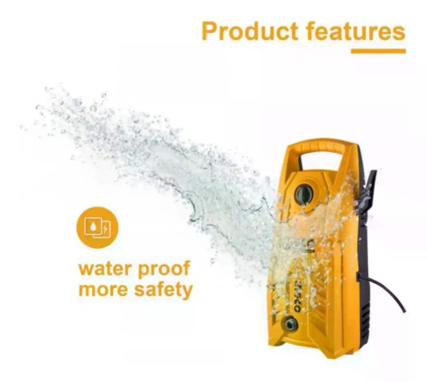Hidrolavadora Eléctrica Ingco 1400w 130 Bar Hpwr14008 Naranja 50 Hz/60 Hz 4