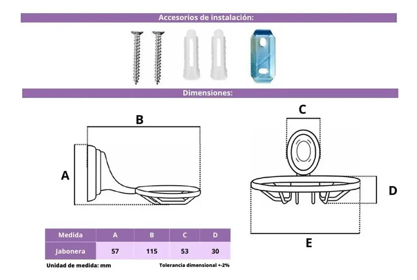 Jabonera Metal Accesorio Baño Plateado 6