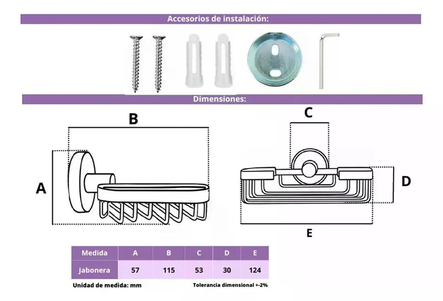 Jabonera Acero Inoxidable Para Baño Plateado Swertt Taumm Plateado 3