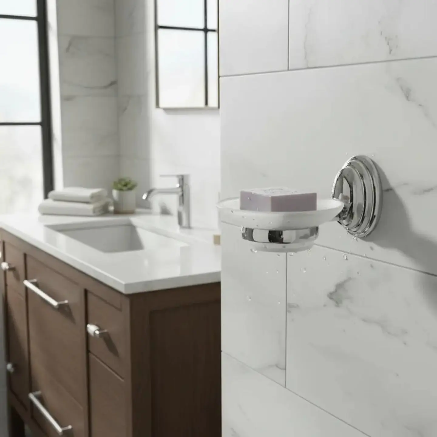 Jabonera De Vidrio Linea Colomba Taumm Baño Color Gris Gris 3