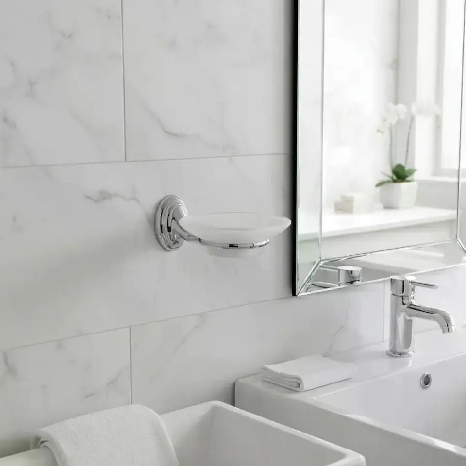 Jabonera De Vidrio Linea Colomba Taumm Baño Color Gris Gris 4