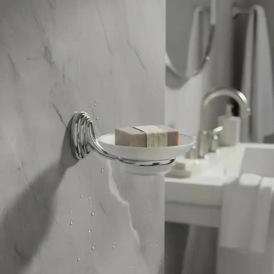 Jabonera De Vidrio Linea Colomba Taumm Baño Color Gris Gris 5