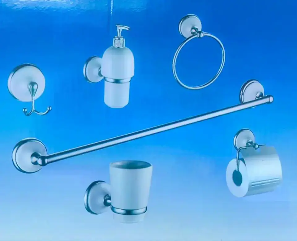 Kit Accesorios Para Pared Baño Cerámico Blanco Cromado Taumm Blanco 6