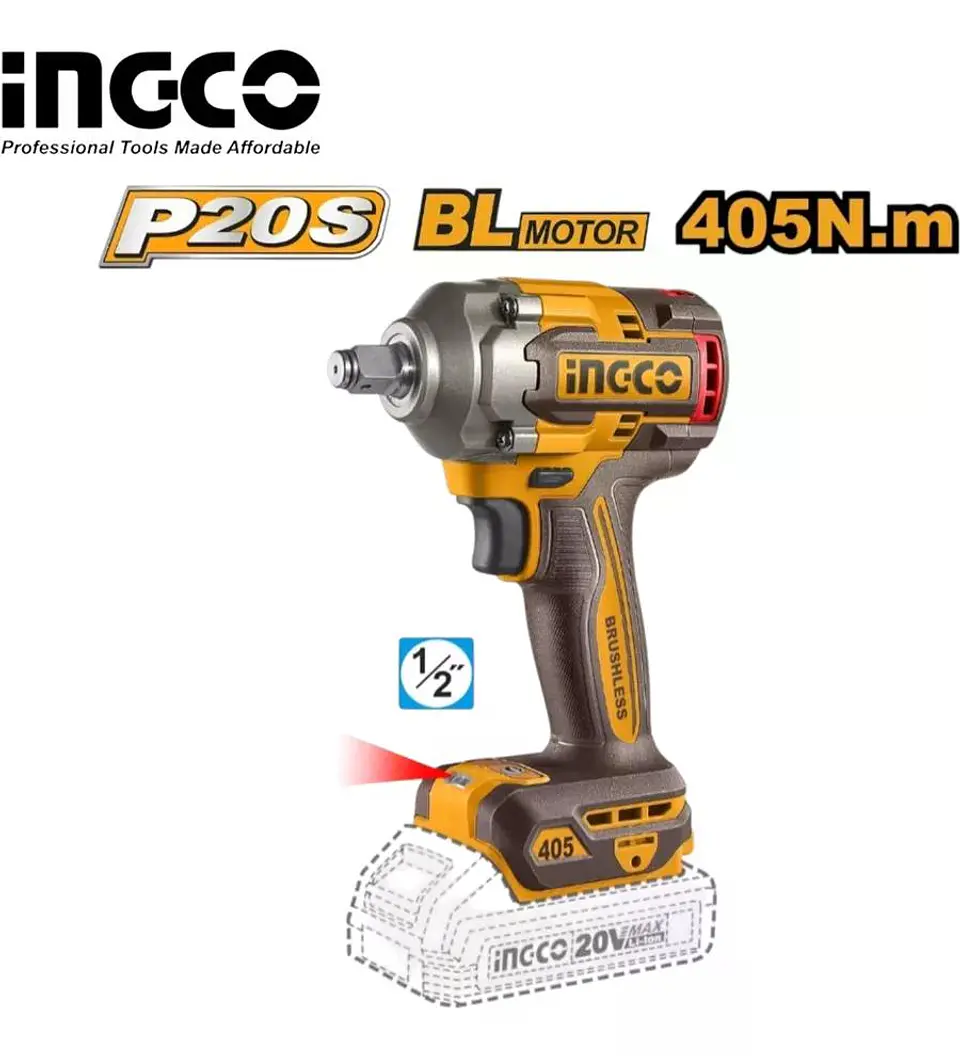 Kit Combo Ingco 20v Taladro Percutor 66nm + Llave De Impacto 4