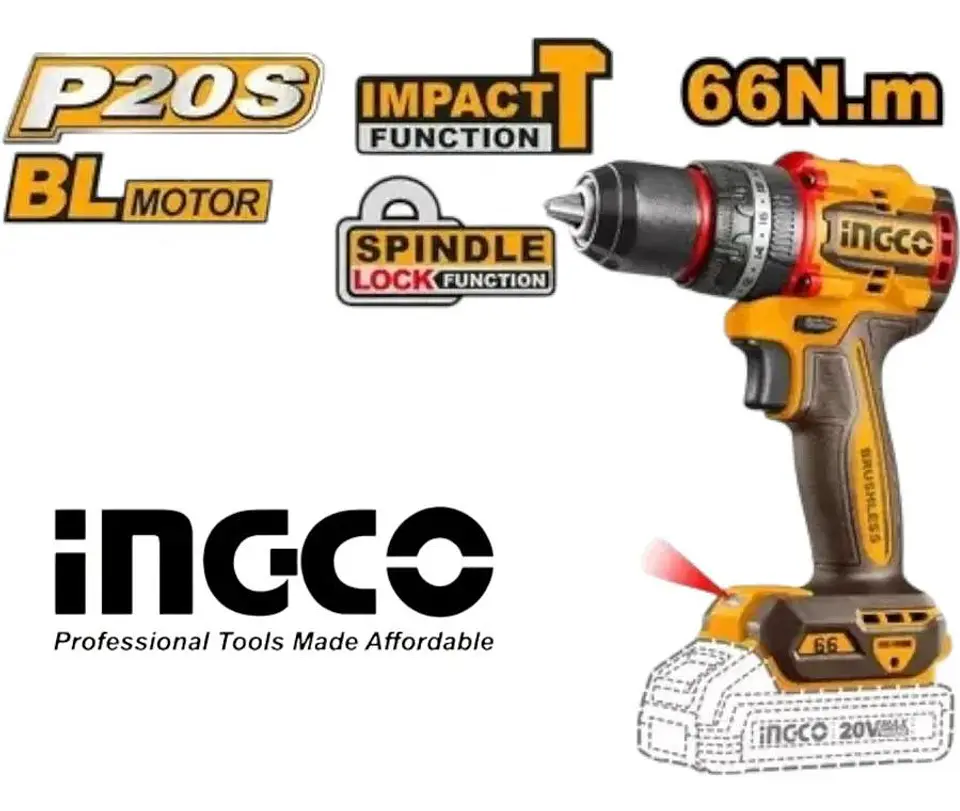 Kit Combo Ingco 20v Taladro Percutor 66nm + Llave De Impacto 5