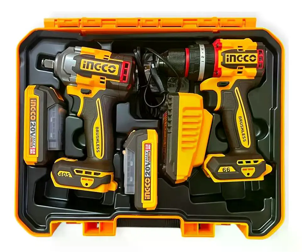 Kit Combo Ingco 20v Taladro Percutor 66nm + Llave De Impacto 8