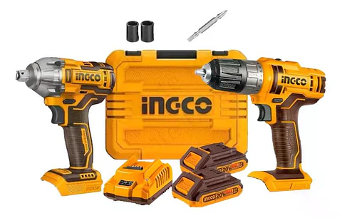 Kit Pack Inal Ingco 20v Taladro + Llave Impac Bl Cosli230702