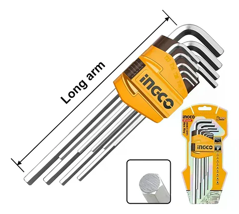 Juego 9 Llaves Allen Larga Cromo 1.5 - 10mm Ingco Hhk11091