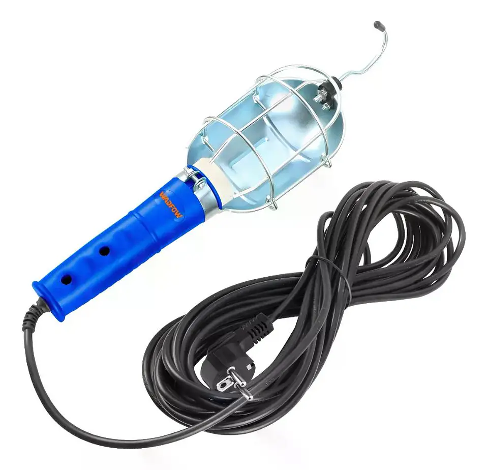 Lampara De Mano Wadfow 75w 10 Mts E27 Wfl30001 Autos Mecánic Blanco Azul 1