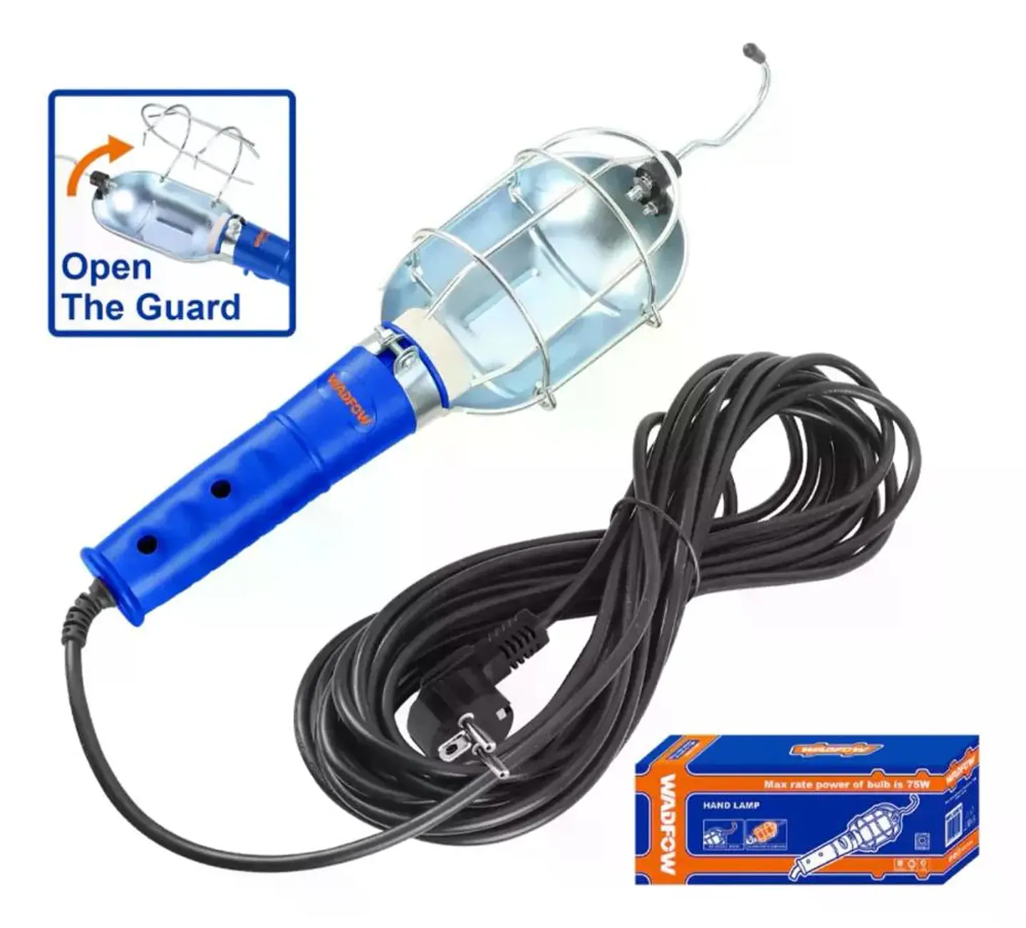 Lampara De Mano Wadfow 75w 10 Mts E27 Wfl30001 Autos Mecánic Blanco Azul 3