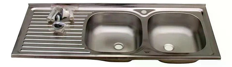Lavaplatos Doble 120x50 Sobreponer Izquierdo Monomando Taumm Gris