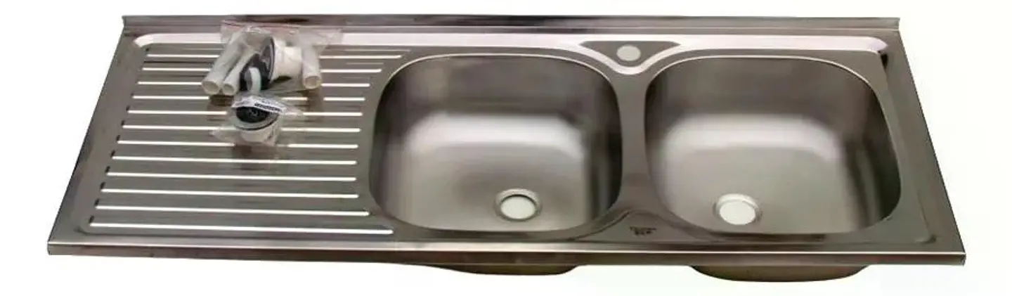 Lavaplatos Doble 120x50 Sobreponer Izquierdo Monomando Taumm Gris 1