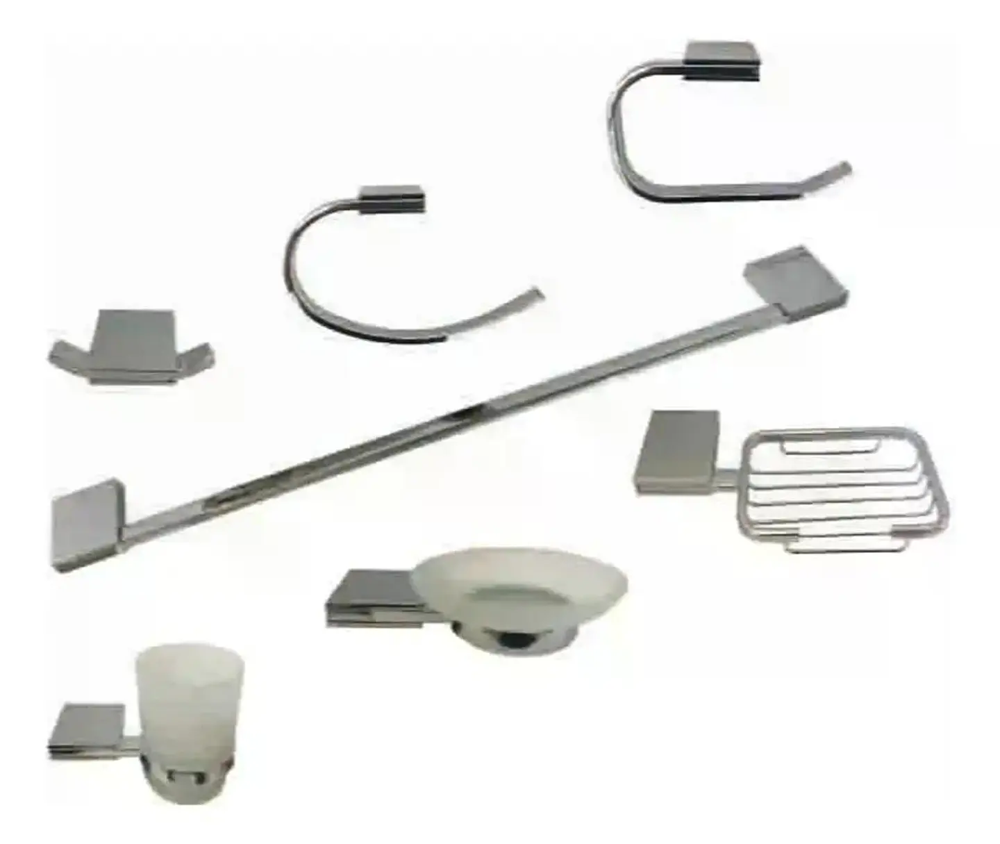 Kit Set Accesorios Pared Baño Hamburg Taumm 7 Piezas Metal 1