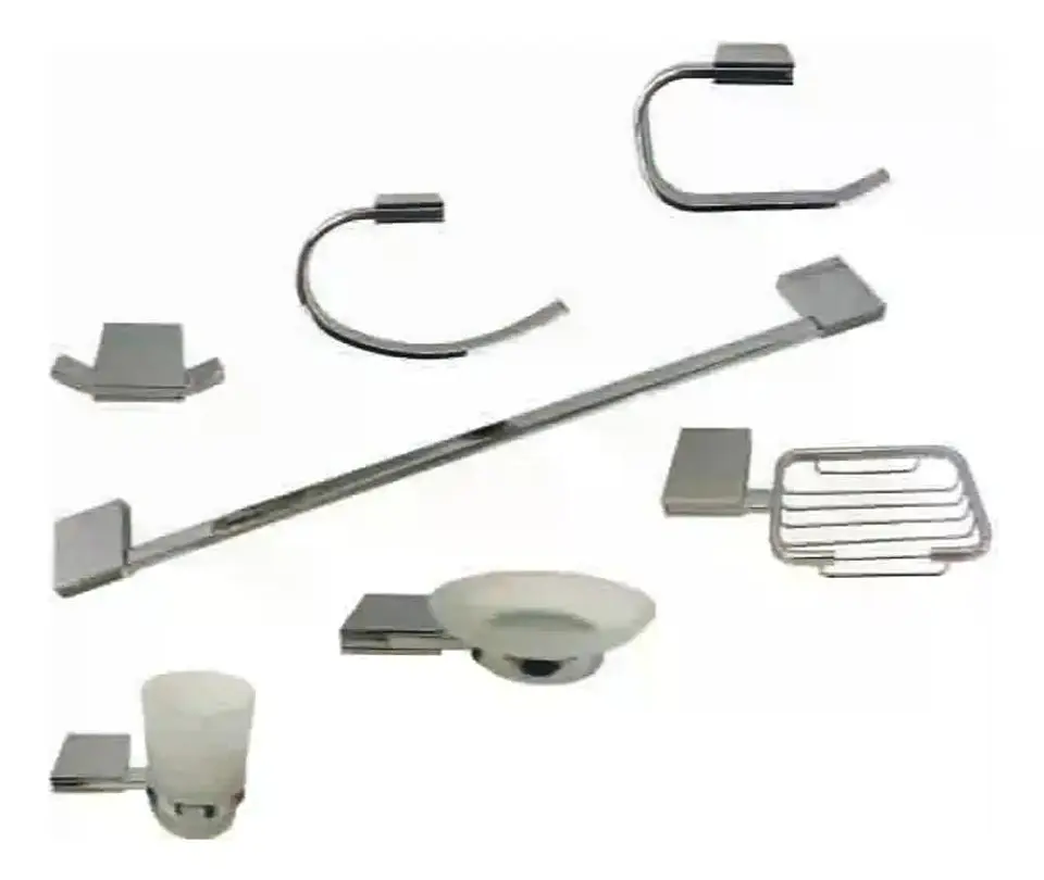 Kit Set Accesorios Pared Baño Hamburg Taumm 7 Piezas Metal 1