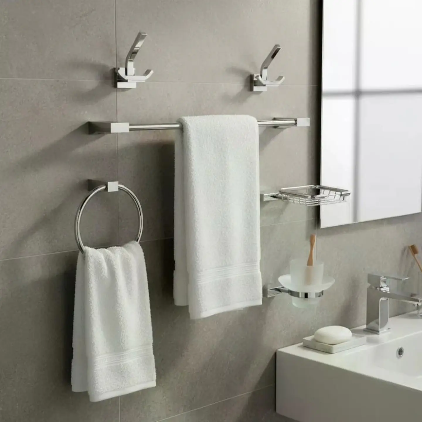 Kit Set Accesorios Pared Baño Hamburg Taumm 7 Piezas Metal 3