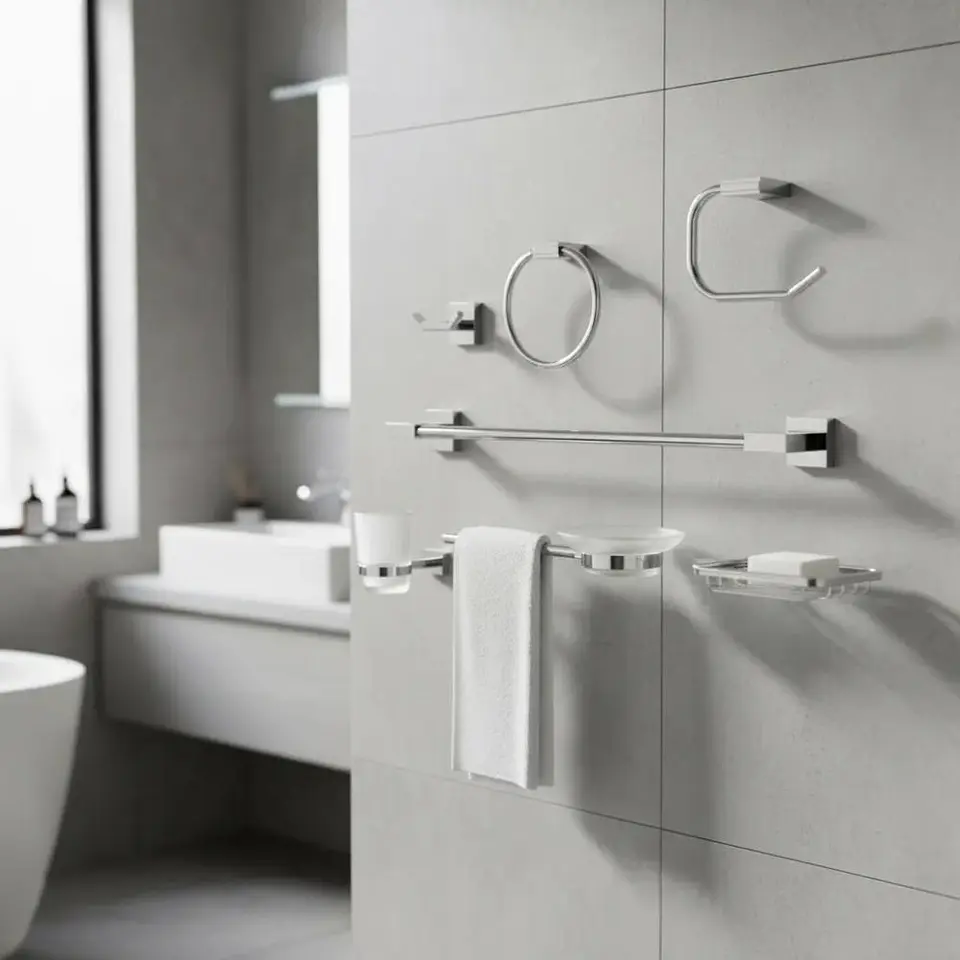 Kit Set Accesorios Pared Baño Hamburg Taumm 7 Piezas Metal 4