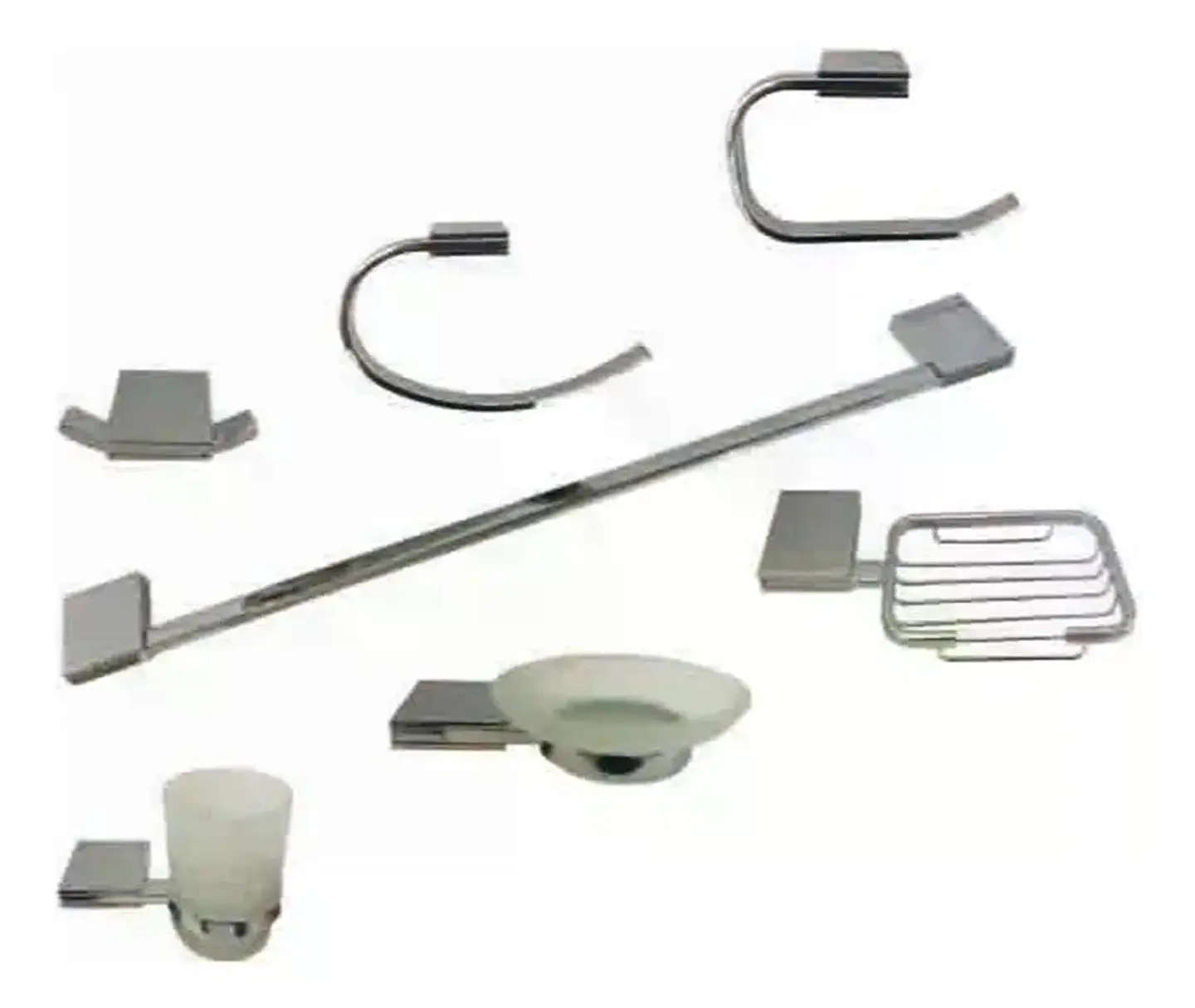 Kit Set Accesorios Pared Baño Hamburg Taumm 7 Piezas Metal 5