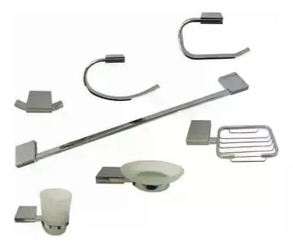 Kit Set Accesorios Pared Baño Hamburg Taumm 7 Piezas Metal 5