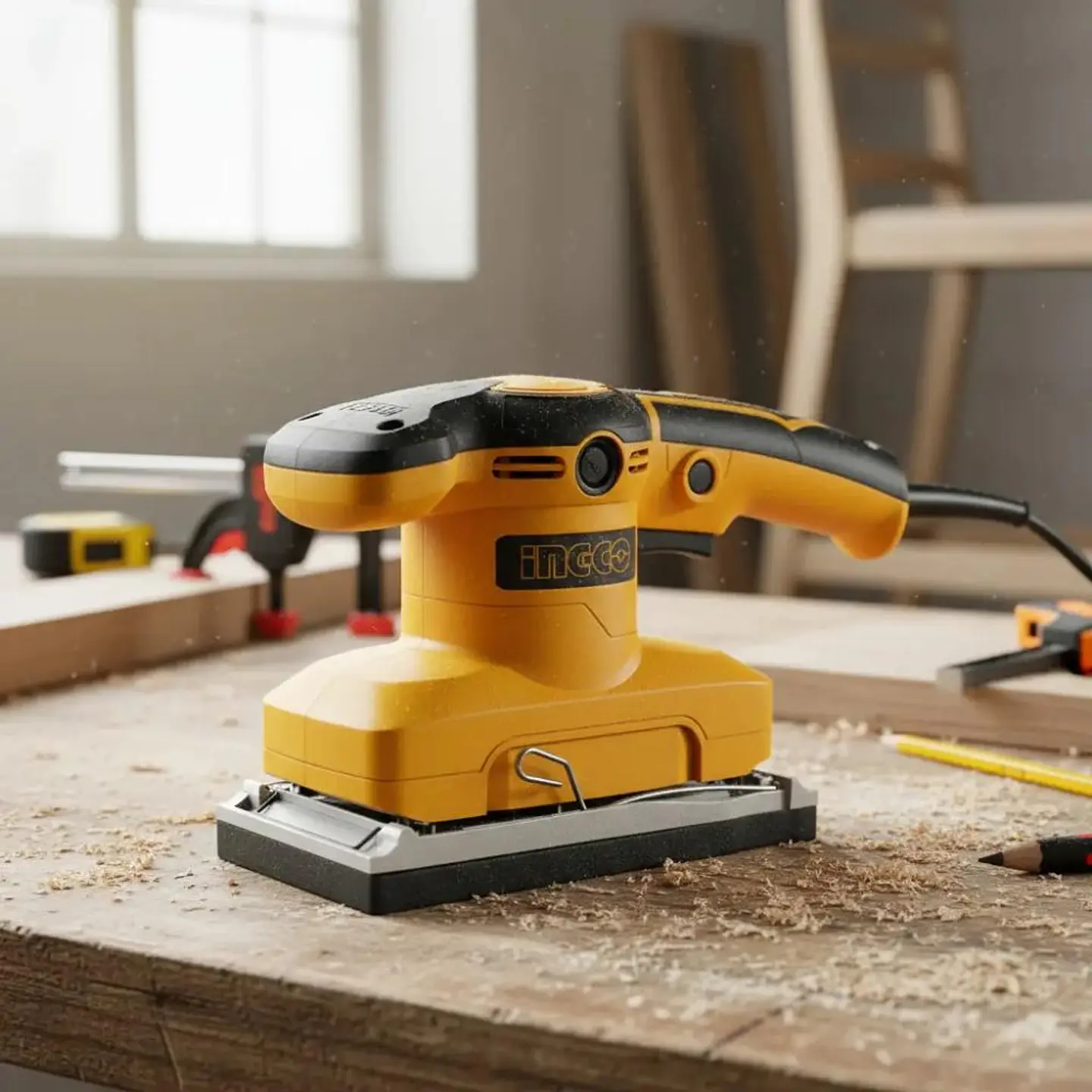 Lijadora Orbital 1/2 Lija 180mm X 90mm 320w Madera Pared Naranja 60 Hz 3