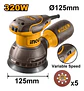 Lijadora Rotativa Eléctrica 320w 125mm 5 Pulgad Ingco Rs3216 Marrón Oscuro 50/60 Hz - Miniatura 7