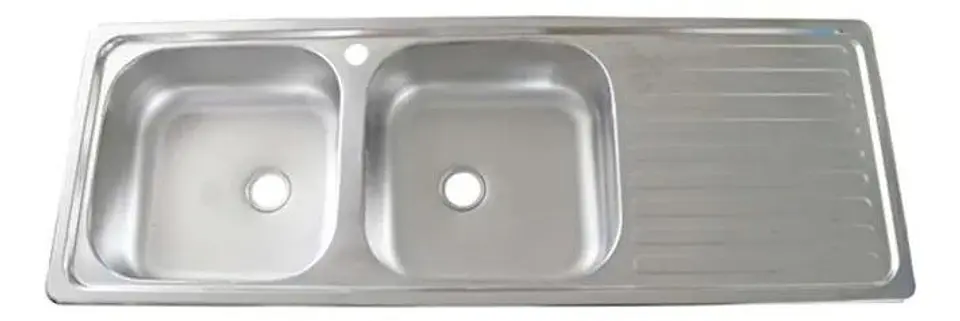 Lavaplatos Doble 120x44 Empotrado Monomando Derecho Taumm Gris 2
