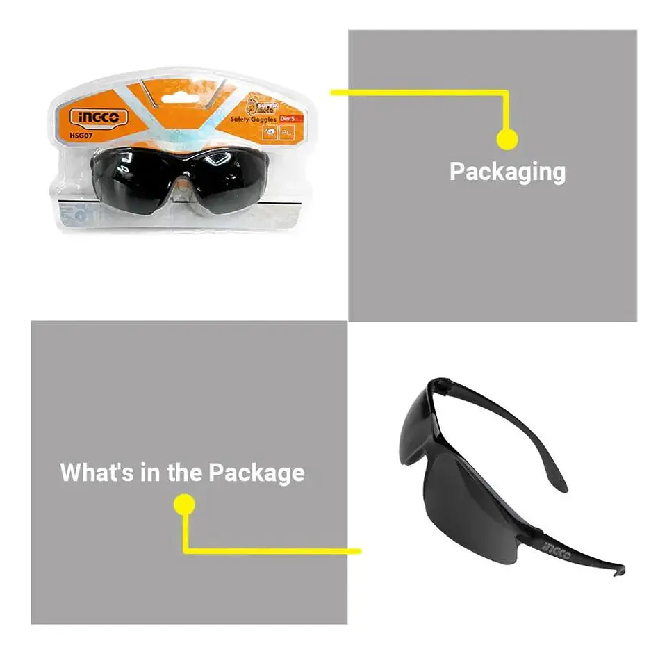 Lentes Gafas Antiparras Oscuras De Seguridad Ingco Hsg07 N/a 6