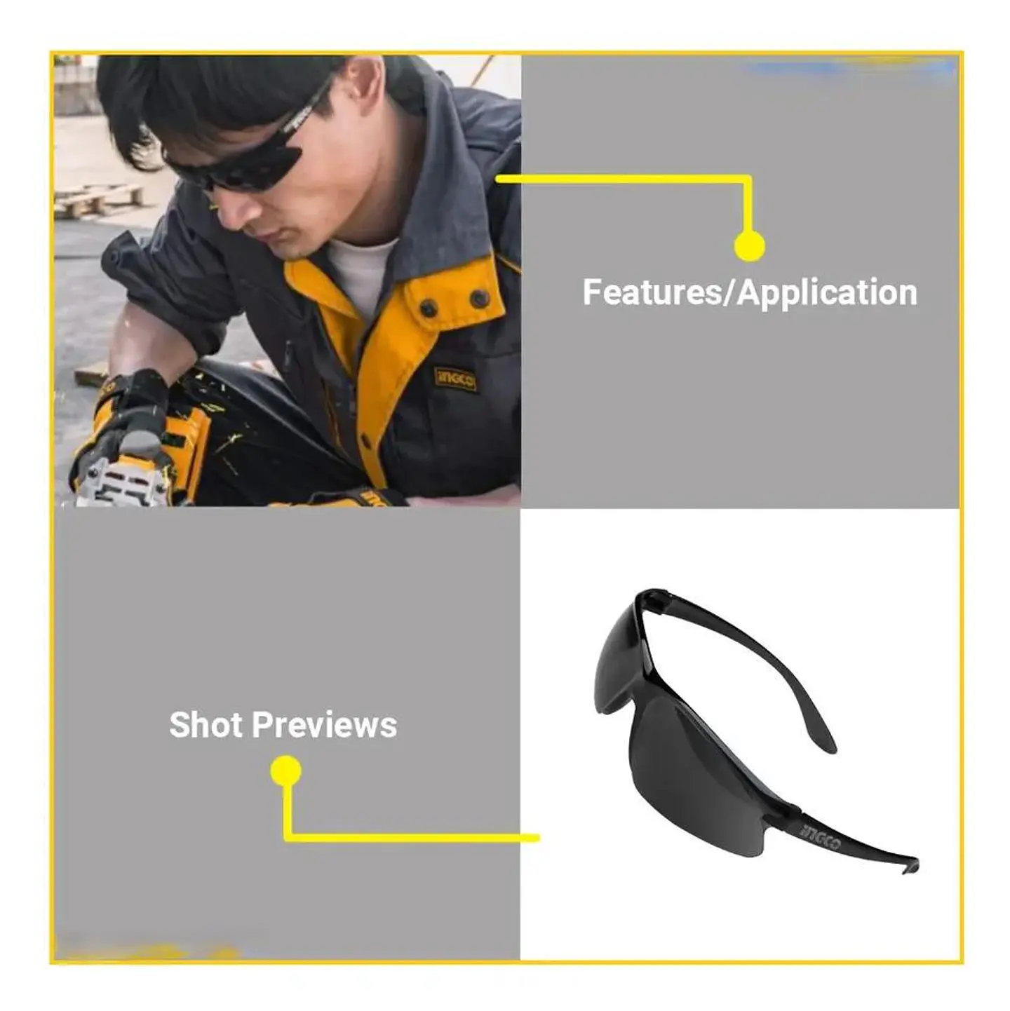 Lentes Gafas Antiparras Oscuras De Seguridad Ingco Hsg07 N/a 7