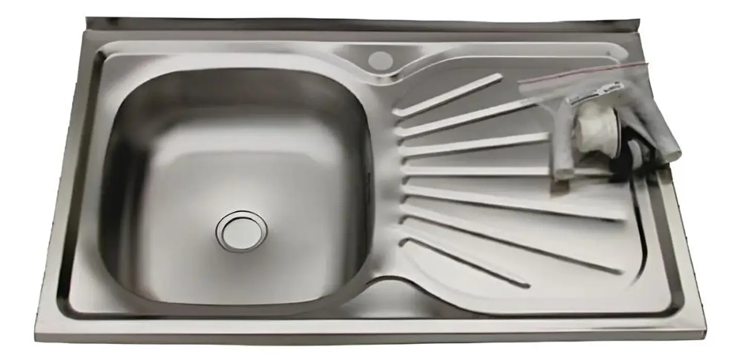 Lavaplatos Lava Vajilla Sobreponer 80x50 Taumm Derecho Desag Gris 1