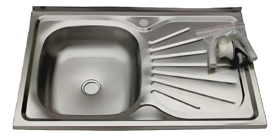 Lavaplatos Lava Vajilla Sobreponer 80x50 Taumm Derecho Desag Gris 1