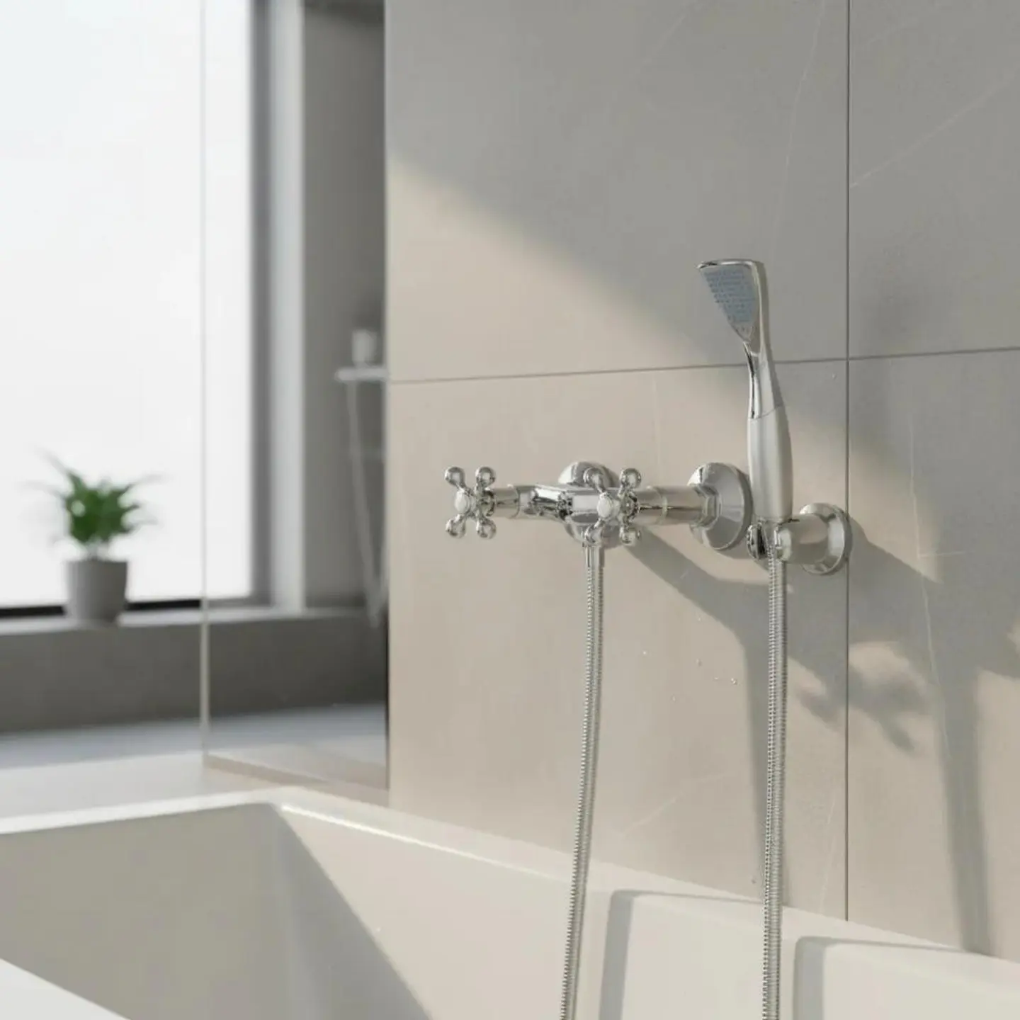 Llave Combinación Ducha Bonn Taumm Con Flexible Mango Ducha Cromado Cromado Brillante 2