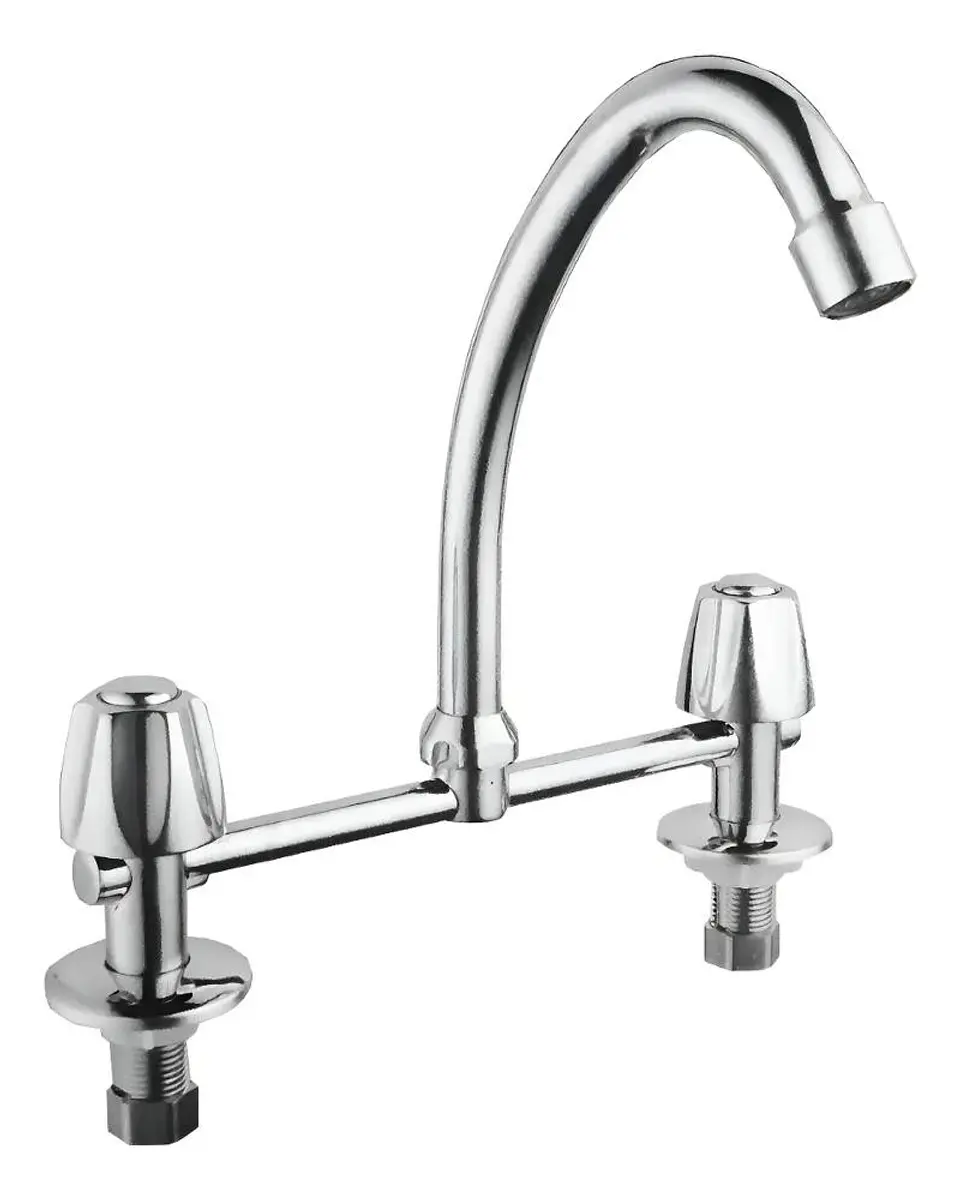 Llave Combinación Lavaplatos Antonella Alta Taumm Acabado Brillante Color Plateado 1