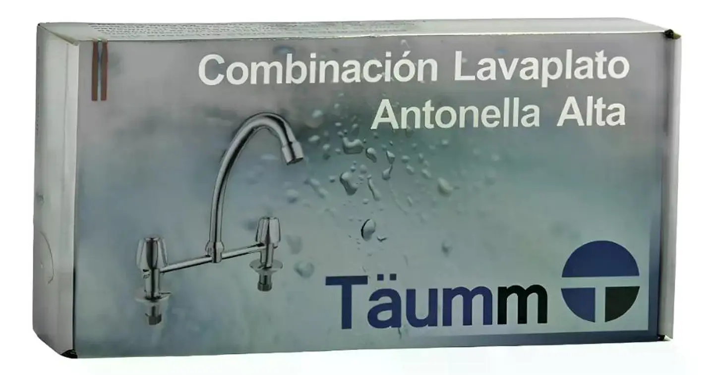 Llave Combinación Lavaplatos Antonella Alta Taumm Acabado Brillante Color Plateado 2