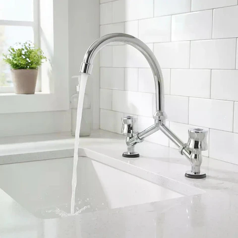 Llave Combinación Lavaplato En V Vander Muy Mejor Taumm Plateado Cromado
