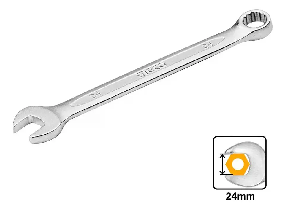 Llave Combinada Boca Y Estriada 24 Mm Cr-v Ingco Hcspa241 4