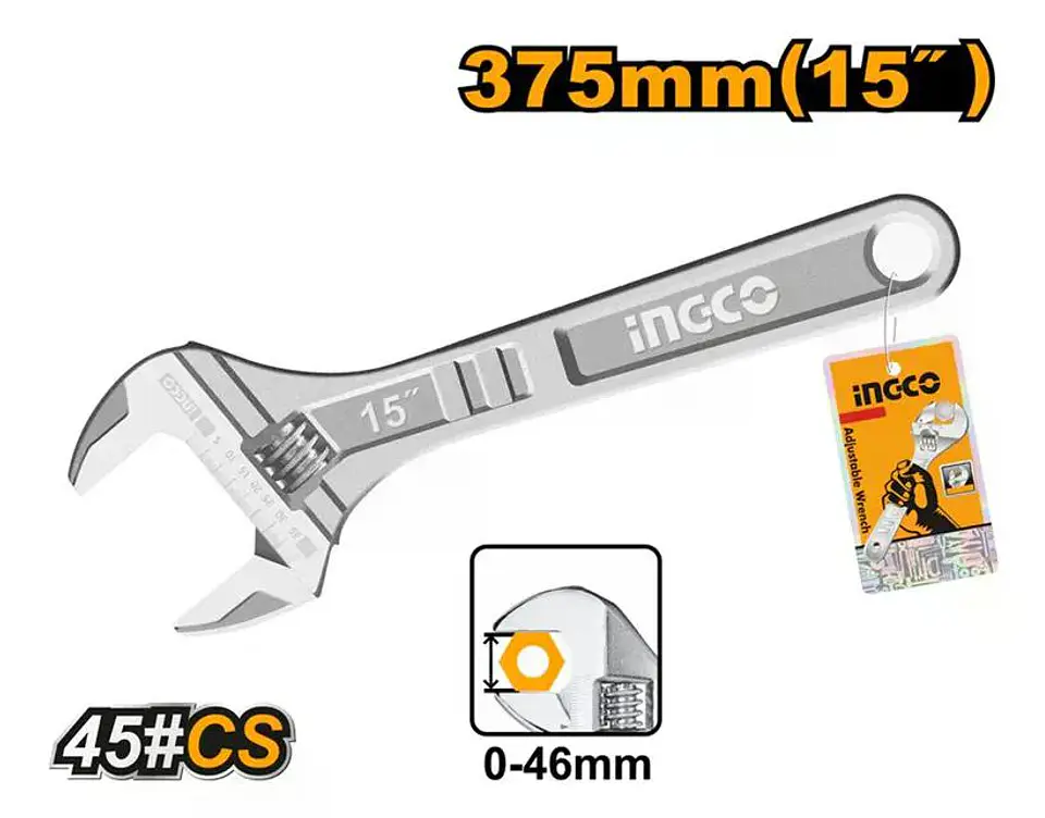 Llave Ajustable 0-46mm 15´´ Ingco Hadw131152 5