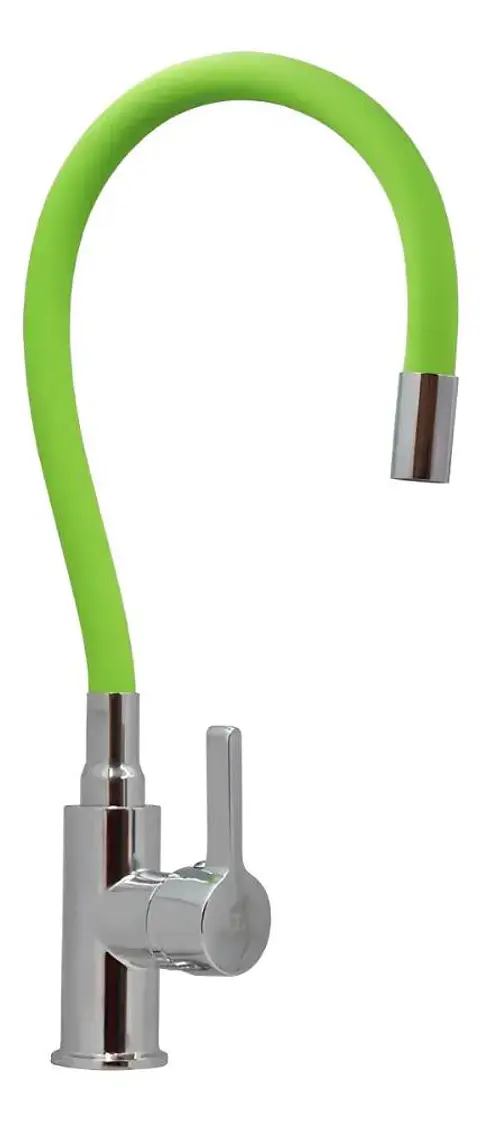 Llave Monomando Lavaplatos Cuello Flexible Taumm Grifo Verde Brillante