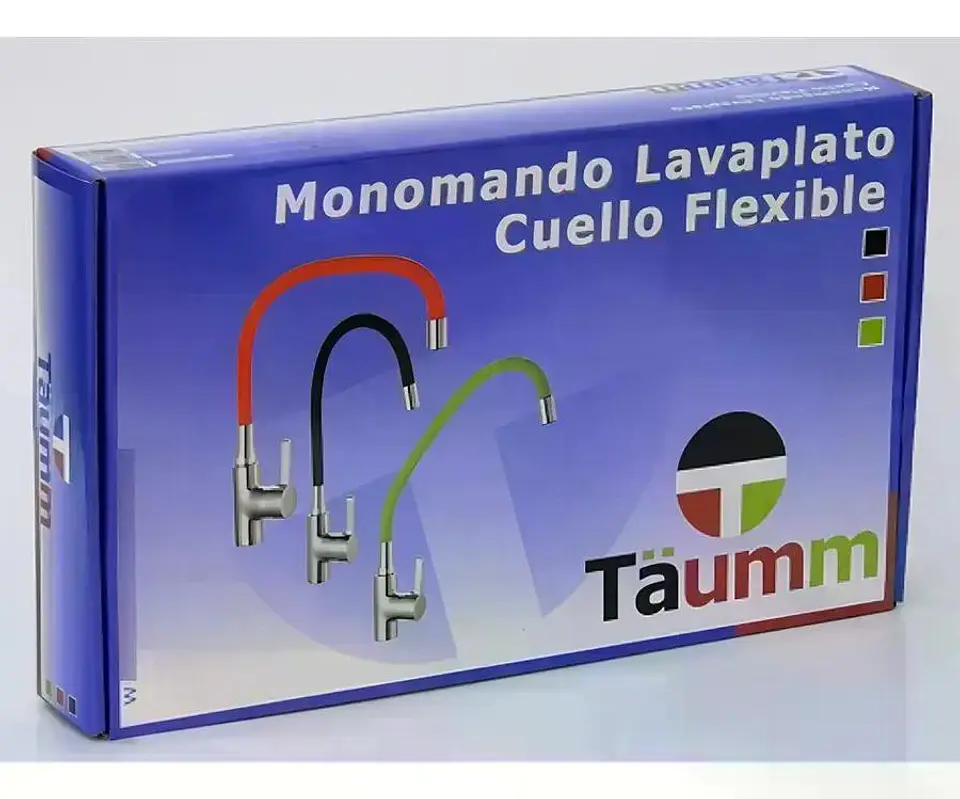 Llave Monomando Lavaplatos Cuello Flexible Taumm Grifo Verde Brillante 6