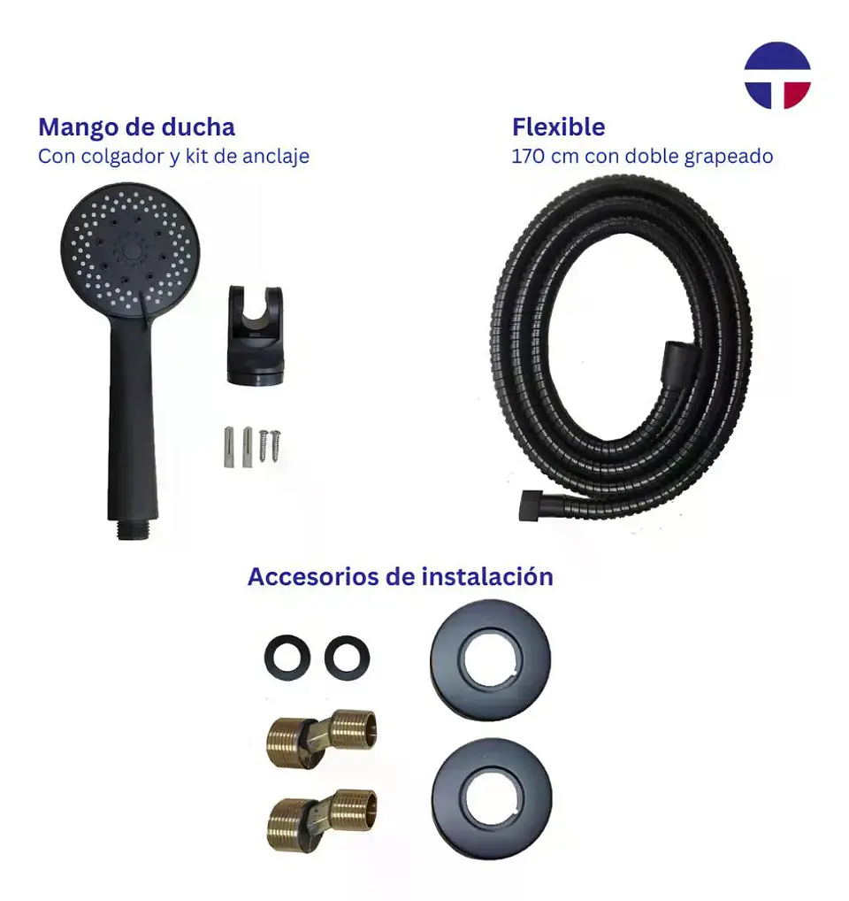 Llave Monomando Tina Ducha Notte Acabado Mate Color Negro 2