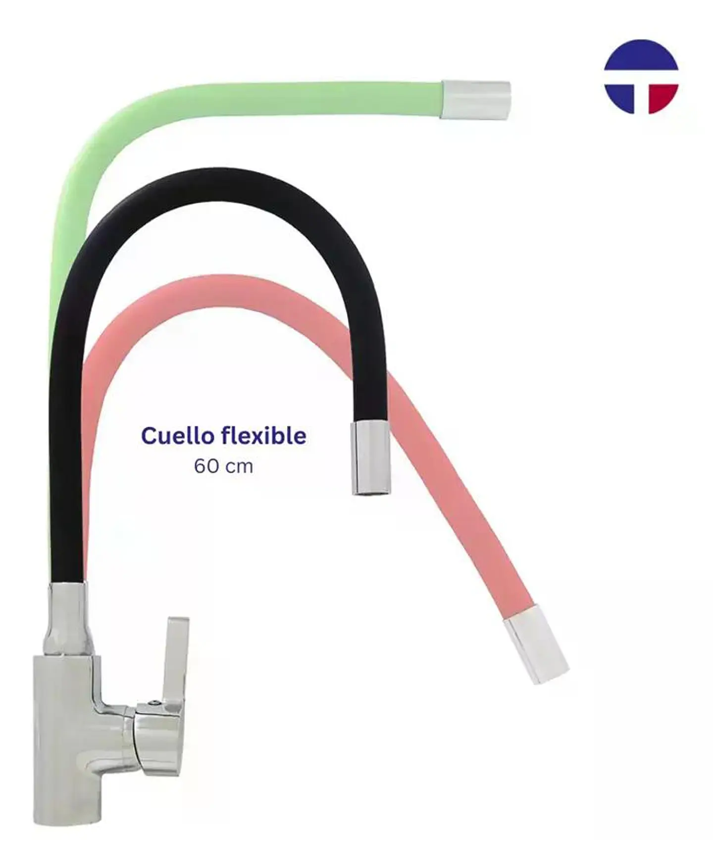 Llave Monomando Lavaplatos Cuello Flexible Taumm Grifo Negro Brillante 3