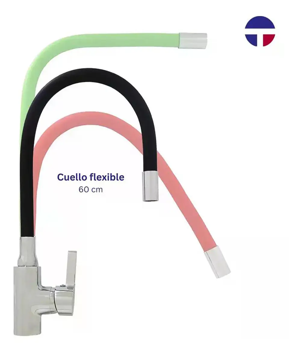 Llave Monomando Lavaplatos Cuello Flexible Taumm Grifo Negro Brillante 3