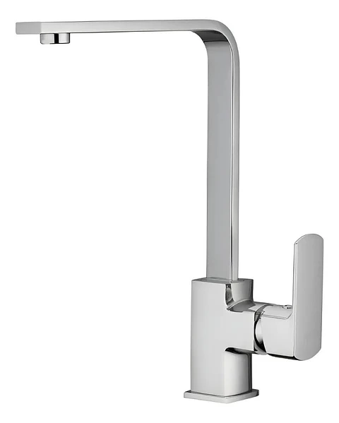 Llave Monomando Lavaplatos Vertical Recto Dusseldorf Taumm Plateado Brillante
