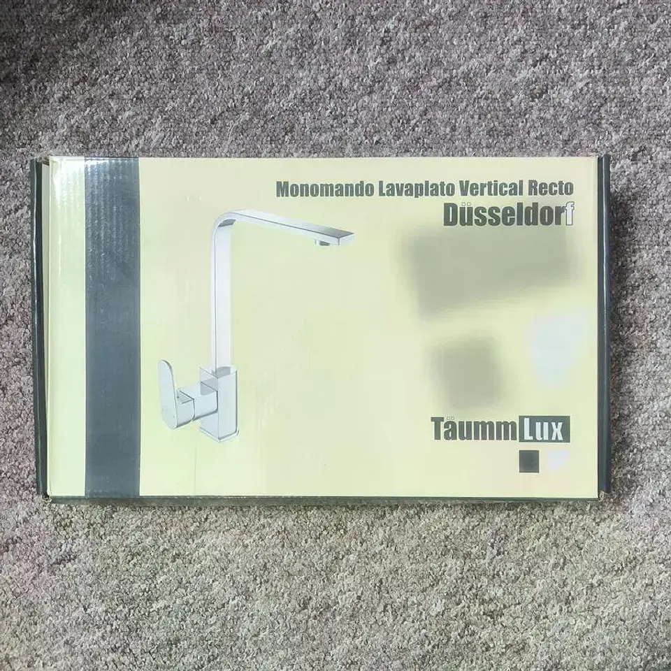 Llave Monomando Lavaplatos Vertical Recto Dusseldorf Taumm Plateado Brillante 7