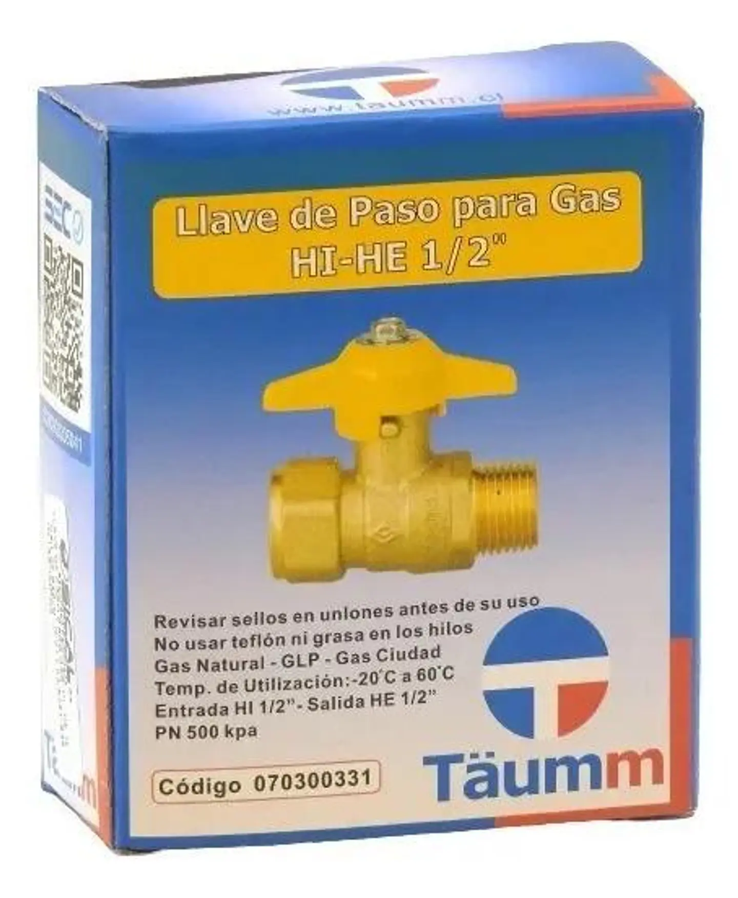 Llave Paso Para Gas Hi-he 1/2 - Certificada - Taumm 2