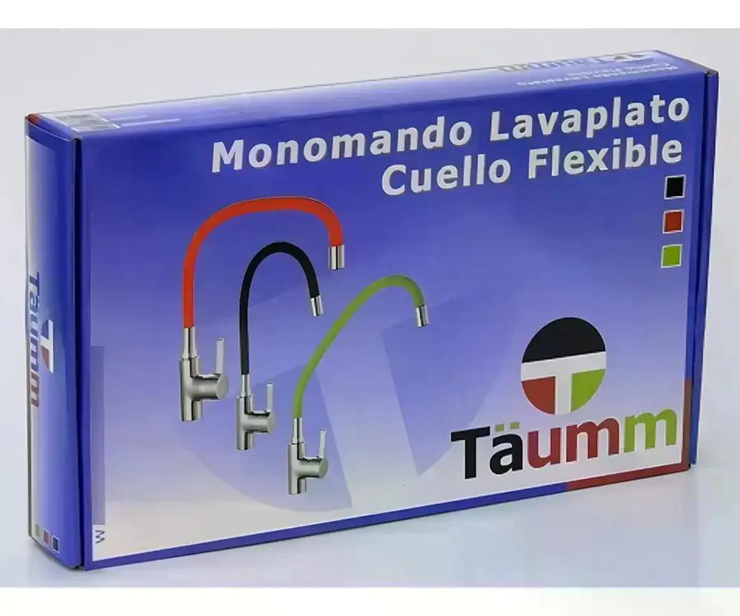 Llave Monomando Lavaplatos Cuello Flexible Taumm Grifo Rojo Brillante 10
