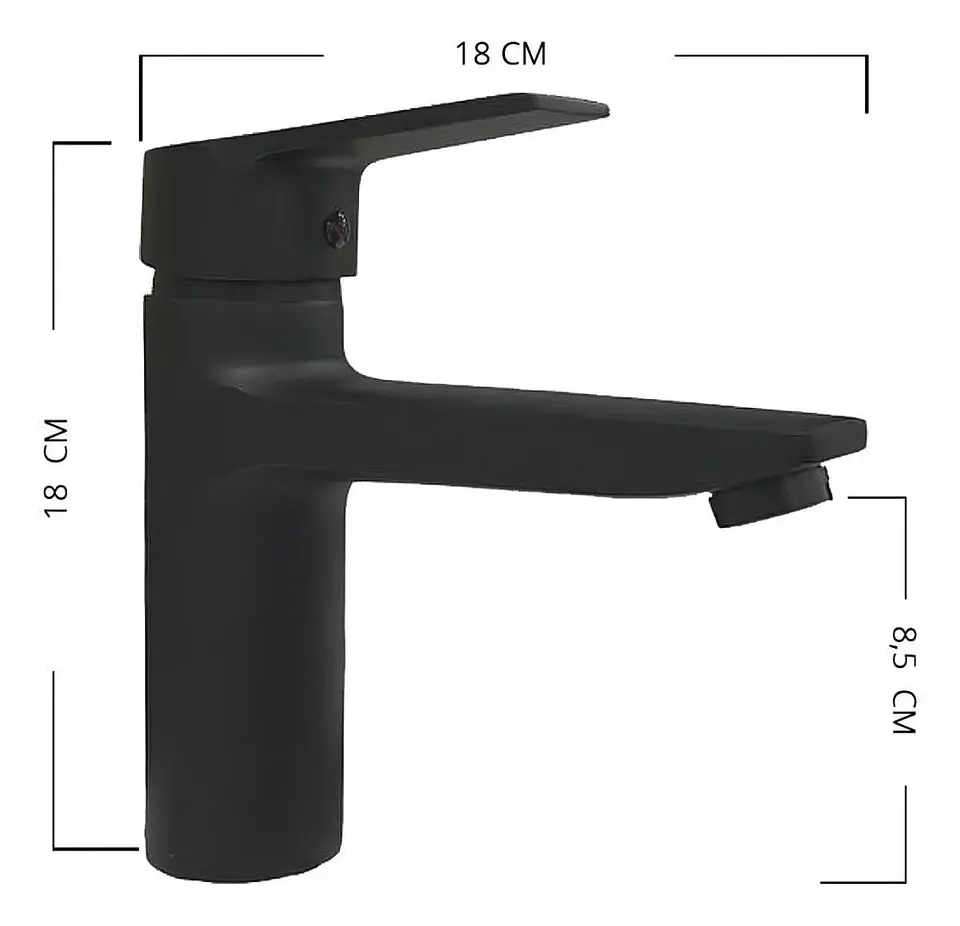 Llave Monomando Lavatorio Notte Acabado Mate Color Negro 4