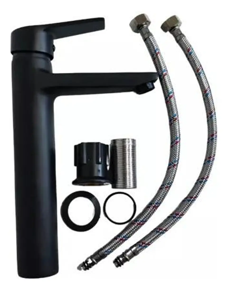 Llave Monomando Lavatorio Alto Notte Taumm Negro Mate 8