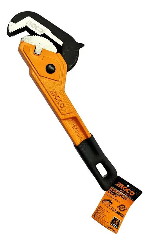 Llave Para Tubería Autoajustable Ingco 10 Pulgada Industrial Naranja Oscuro