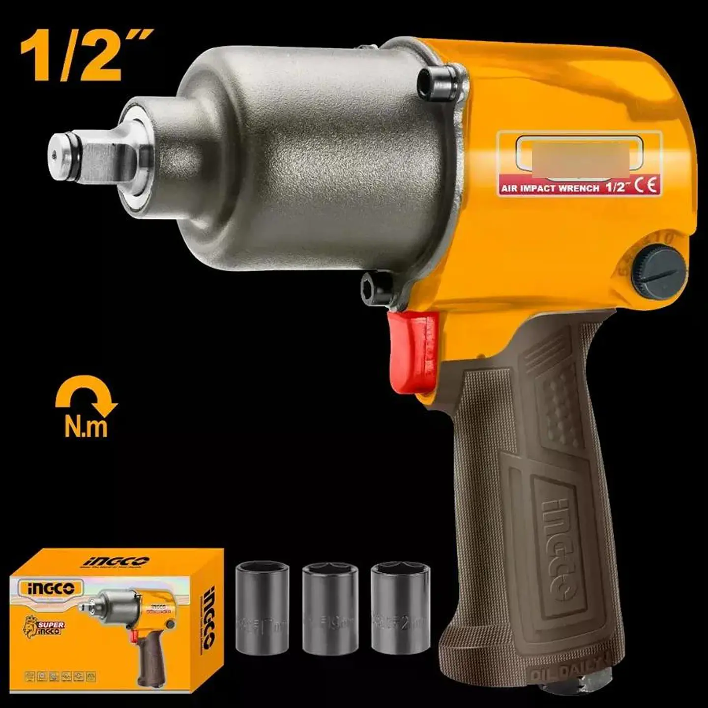 Llave Pistola De Impacto Neumatica 1/2 610 Nm Ingco Aiw12562 2