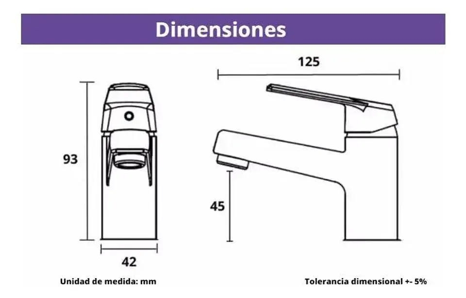 Llave Monomando Lavatorio Colomba Taumm Cromado Plateado Plateado Cromado 6