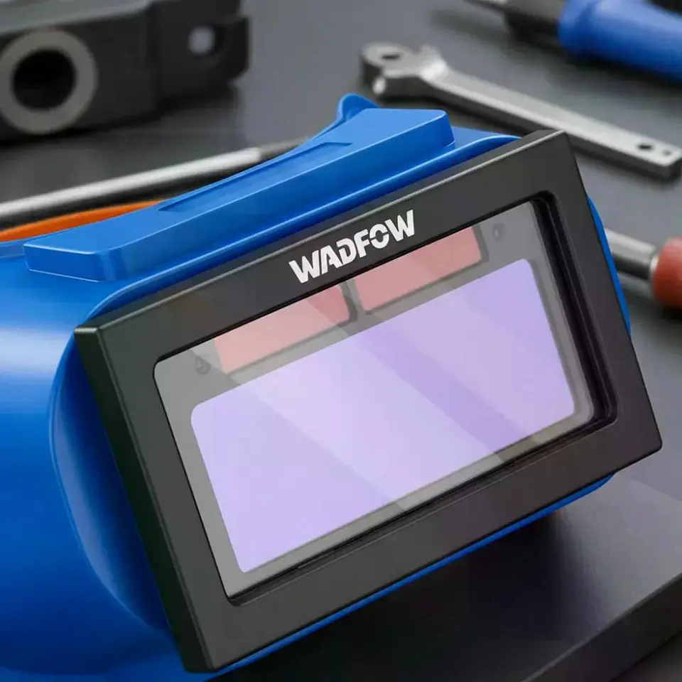 Máscara Para Soldar Fotosensible Wadfow Wwa2800 Azul, Con 2 Sensores Lisa 4